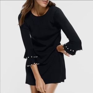 NWT Zara black dress beading at sleeves size small